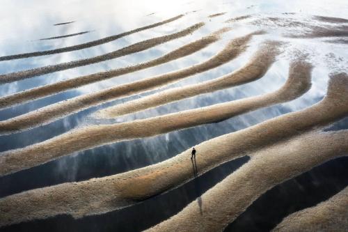 Djursland Water tide pools sunset drone landscape photography